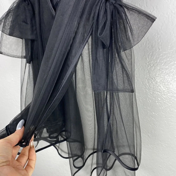 Victoria’s Secret Black Chiffon Babydoll Slip W/ Rhinestone Embellished … - Picture 10 of 11